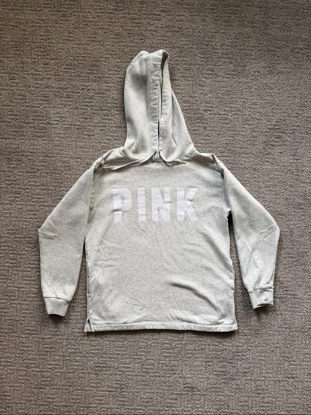 Victoriaโs Secret PINK Gray Logo Hoodie Jogger MATCHING SET XS